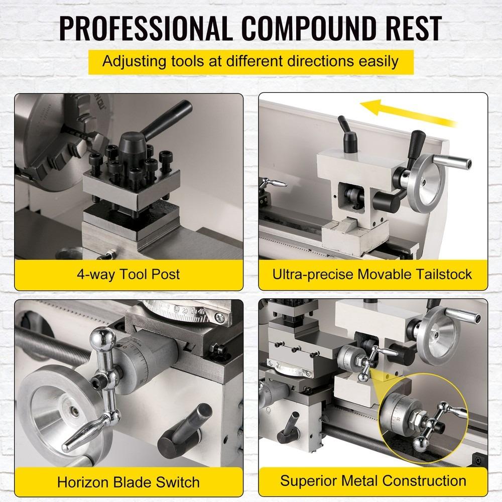 8x14 Inch Mini Metal Lathe with 650W Low-noise Dividing Head Lathe
