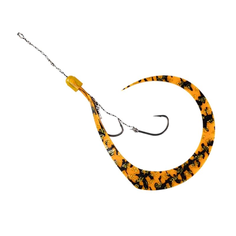 JACKALL Binbin Hook Musou Tie Hook Set, 2 Hooks, Striped Orange Gold Glitter
