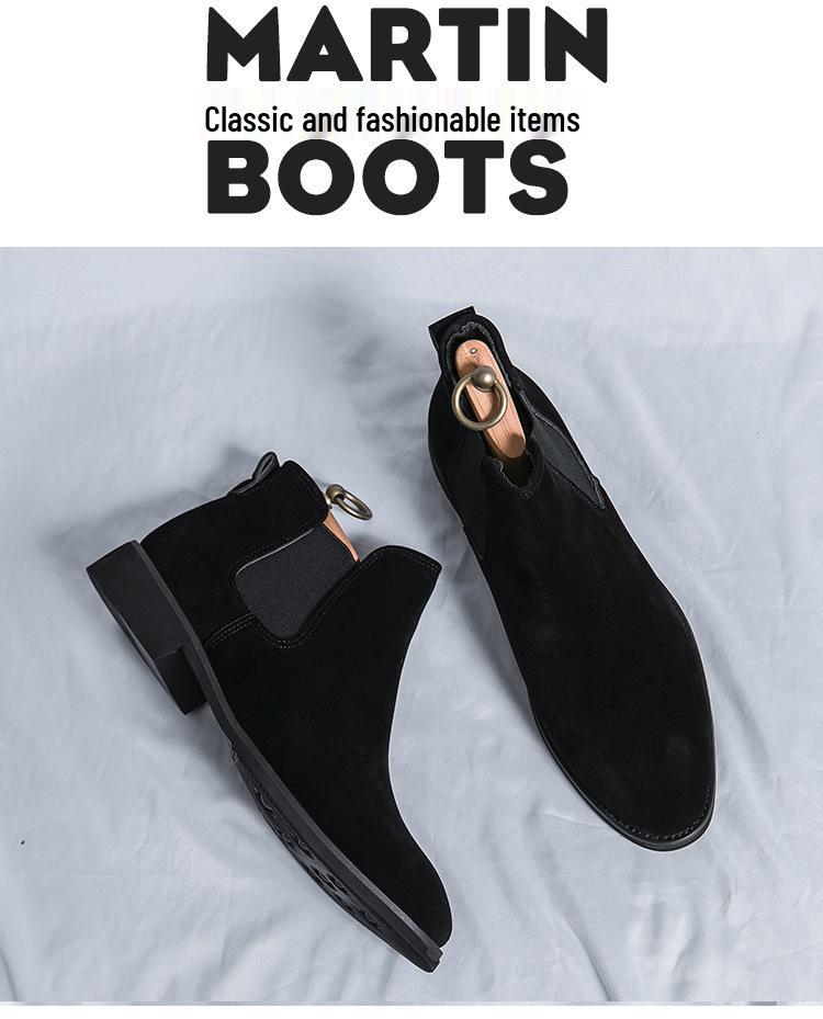 Men's Autumn/Winter 2025 Pointed Toe High-Top Leather Boots – Business Chelsea Slip-On Martins