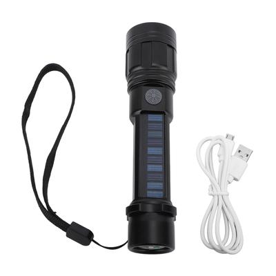 LED Taschenlampe Zoombar 3 Leuchtmodi USB Oder Solaraufladung Kompassdesign Helle Taschenlampe für