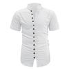 Summer new men's casual versatile shirt solid color slim-fitting short-sleeved top