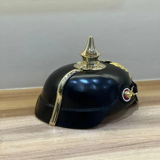 Niemiecki Hełm Pickelhaube I Wojna Światowa Pruski Oficer Skóra Metal Nadający Się Do Noszenia Historyczny