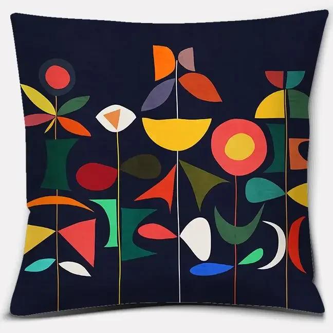 Colorful Abstract Series Double-Sided Printed Pillow Cover Short Plush Suitable Living Rooms Bedrooms Sofas Throw Cushion Cover