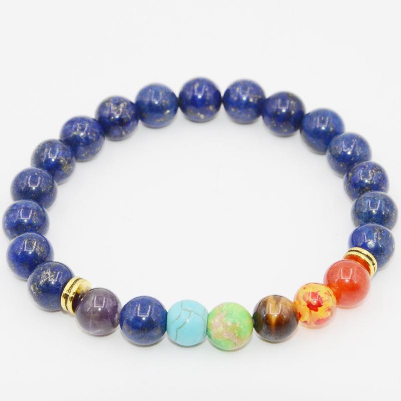 Unisex Rainbow Volcanic Stone Bracelets - European & American Couple Sets