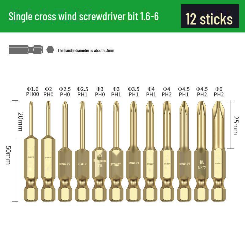 Bangyuan Magnetic Double-Head Cross Head Electric Screwdriver & Hand Drill Bit