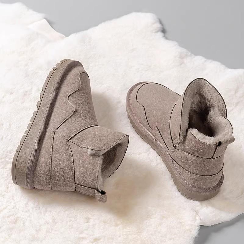 Women's Winter Platform Snow Boots Warm Faux Suede Ankle Booties Shoes With Faux Fur Lining Comfortable Fuzzy Anti-Slip Walking Short Boots for Women
