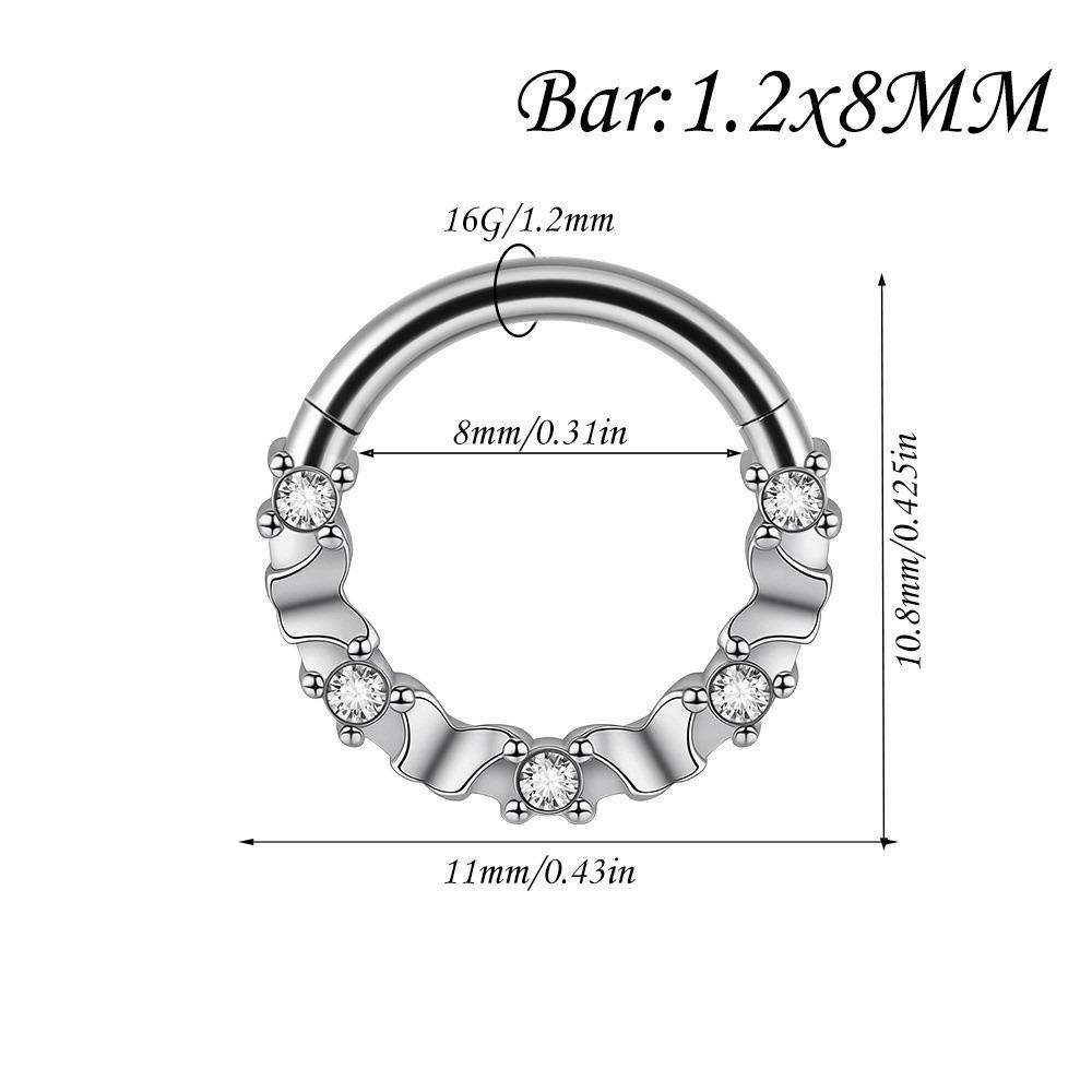 1PC Stainless Steel Septum Clicker Ring Skull Vine Design Daith Piercing Ring Nose Piercing