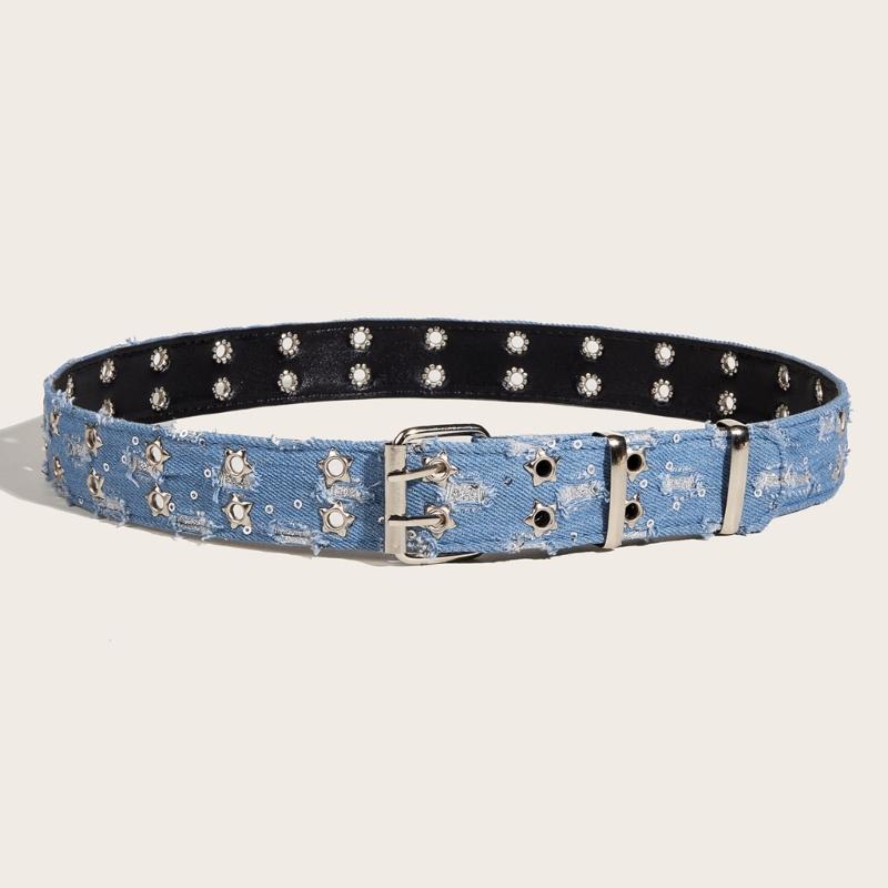 All-match Ladies Waist Belt Distressed Waist Straps Elegant Belt Washed Denim