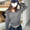 Shoulder Collar Long-sleeved Retro Fresh Shoulder Slim-fitting Knitted Sweater Simple Premium Commuter Slim Long-sleeved Top