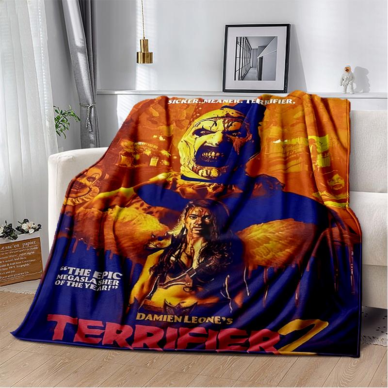3D Terrifier 3 Horror Clown Movie Cartoon Soft Blankets,Throw Blanket Comfortable Blanket for Picnic Beds Sofa Home Kids Gifts