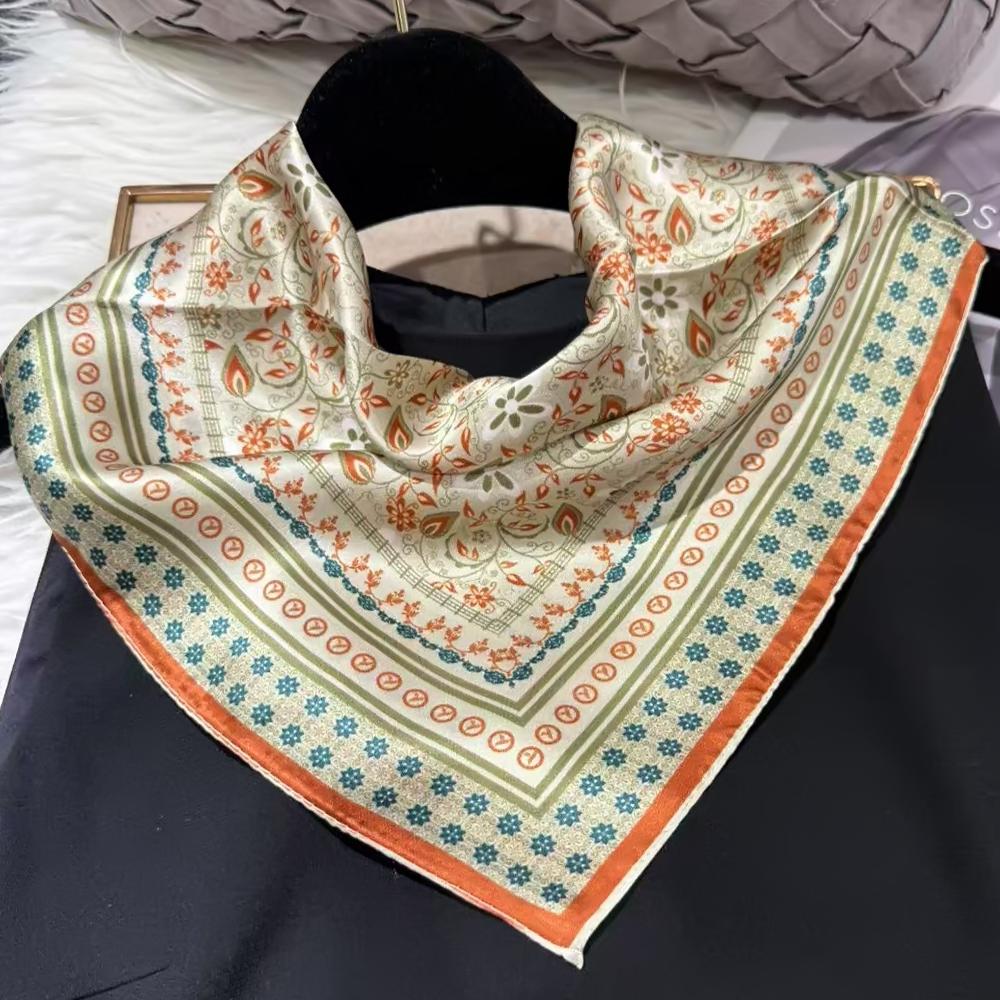 White Blue 100% Mulberry Silk Small Square Scarf Women Spring Fall Summer Hair Scarf Elegant Paisley Neck Scarves Neckerchief