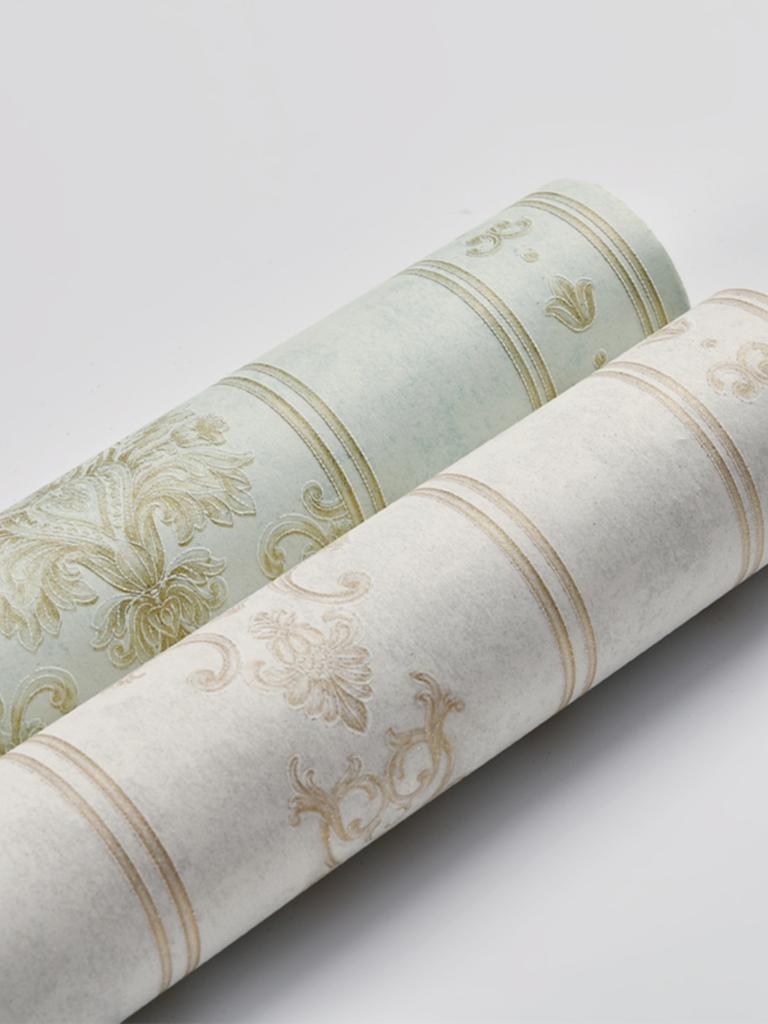 European Damask Stripe Wallpaper Living Room Non-Woven Floral Tv Sofa Background Wallpaper Bedroom