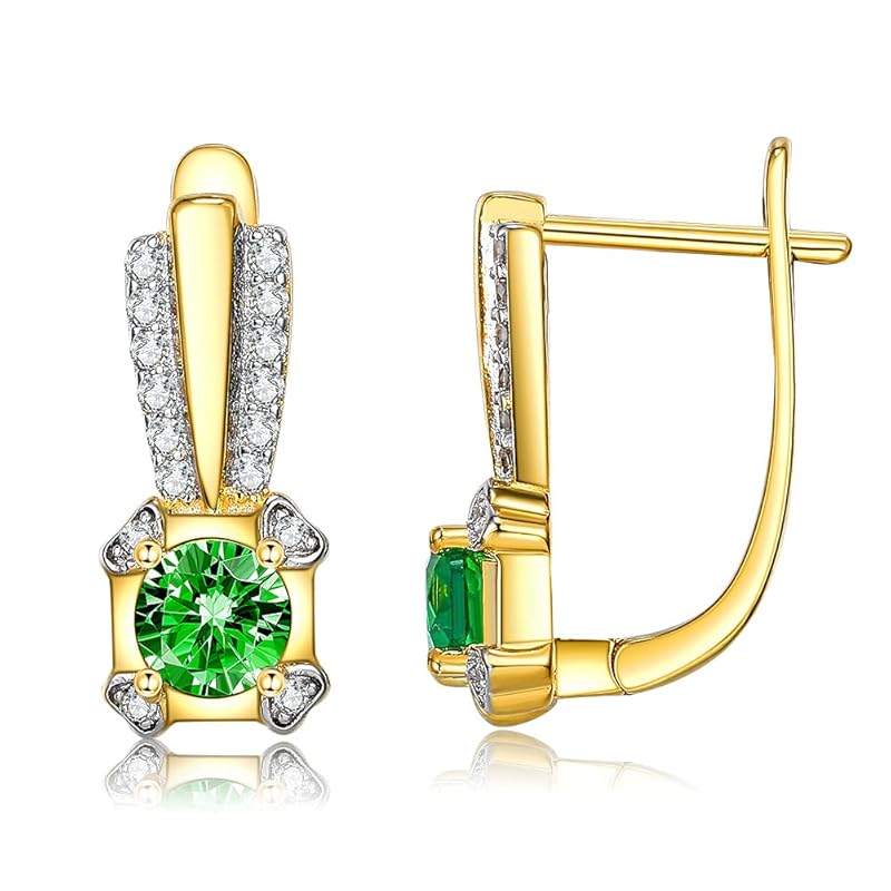 

Rockyu hoop earrings ladies gold green zirconia cubic zirconia small earrings mother s day birthday gift