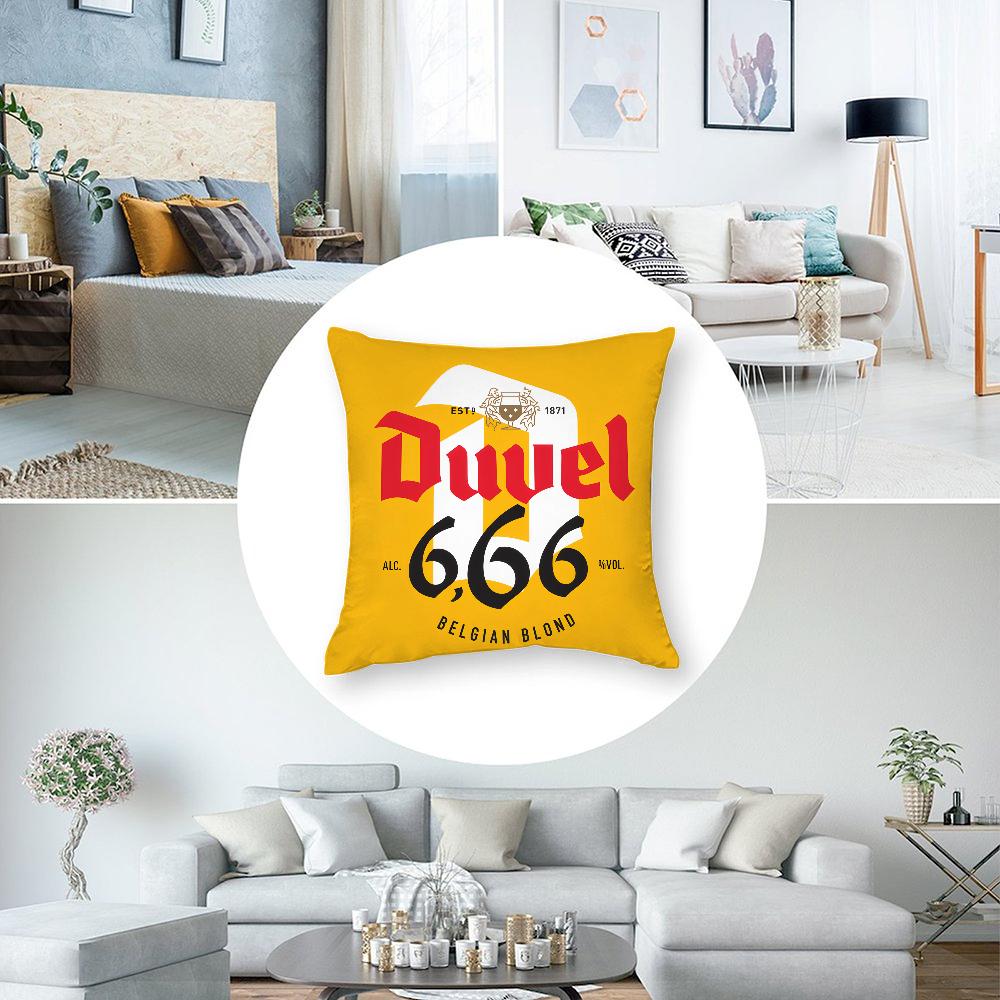 D-Duvel Beer Design Pillow Case Short Plush Pillow Covers Sofa Decorative Gift Home Double-sided Printing Cushion Cover