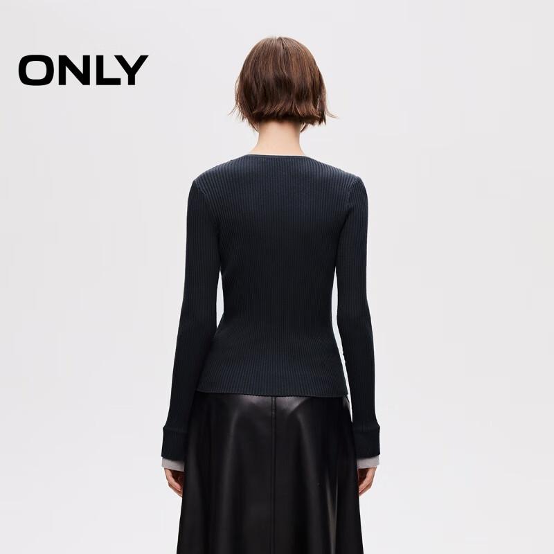 ONLY Women's Color Block Faux Two-Piece Flared Cuff Knit Top