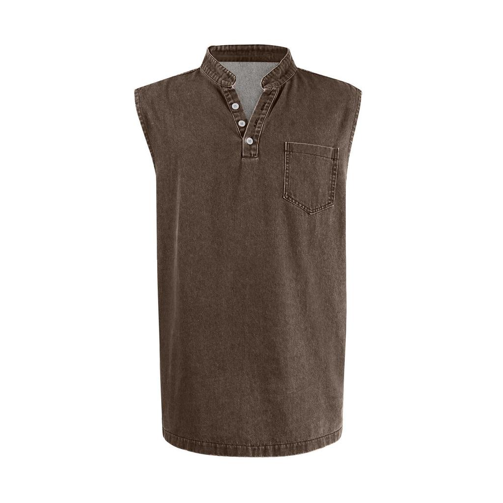 Modische ärmellose Jeansweste für Herren mit drei Knöpfen