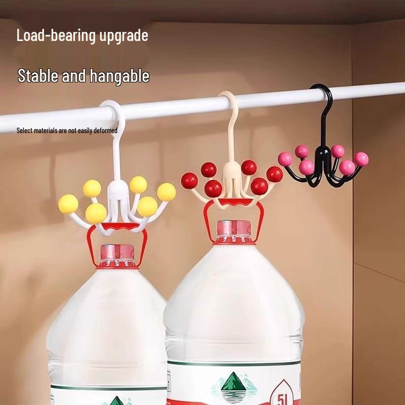 Dopamine Six-Claw Rotating Hook Rack: No-Punch Storage for Bags, Hats, and Underwear