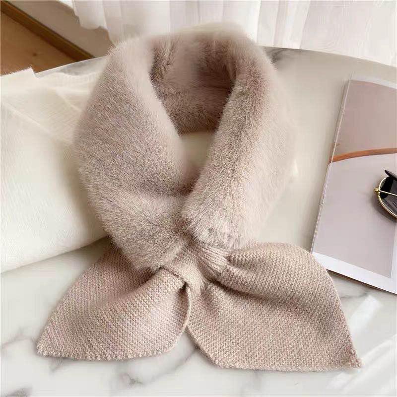 Fur Scarf Collar Cross-hair Korean Collar Super Cute Girl Imitation Hare Female Winter  Version