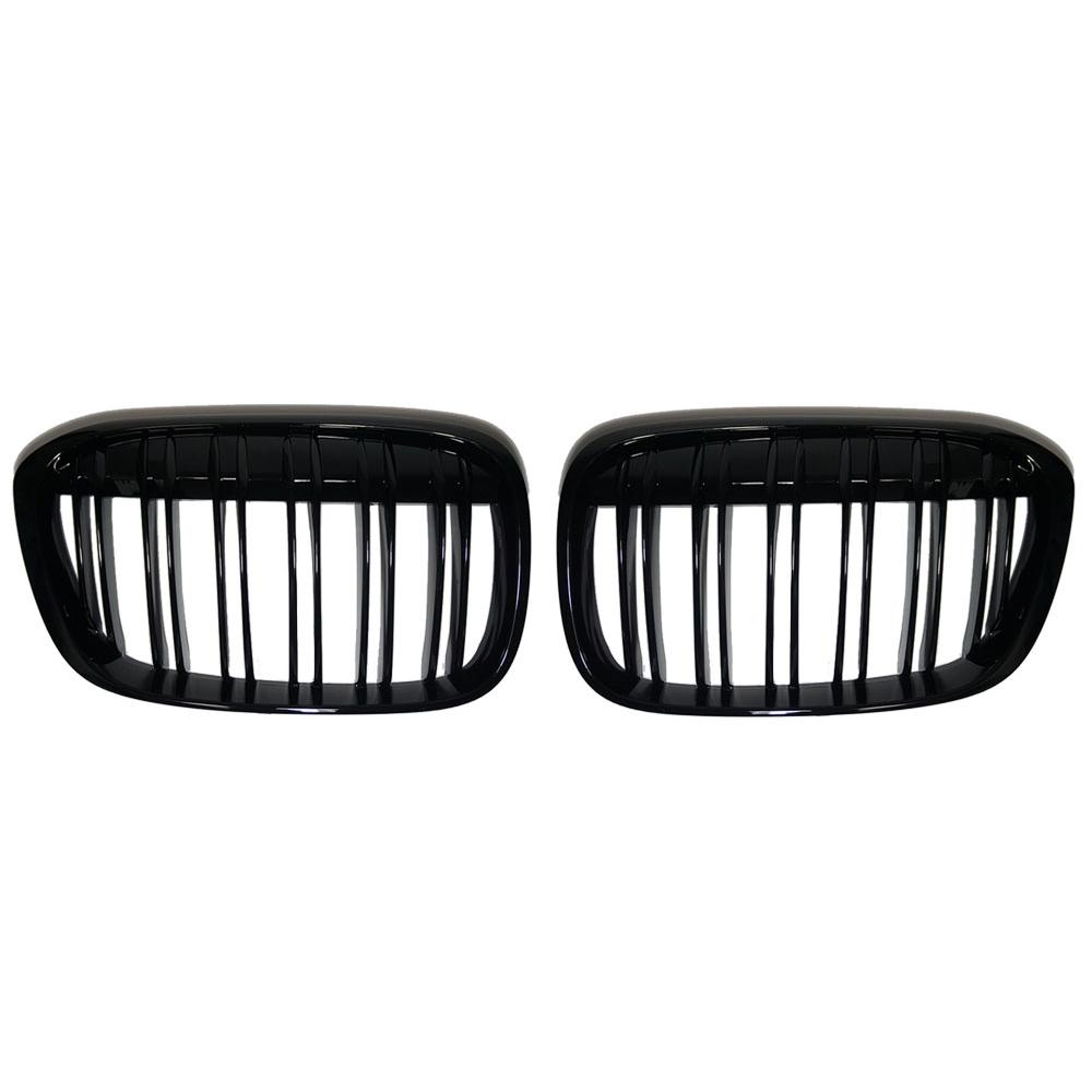 2Pcs Front Bumper Kidney Grille Hood Kidney Grill Racing Grills Gloss Black Replacement For BMW X1 F49 F48 2016 2017 2018 Gloss Black Dual