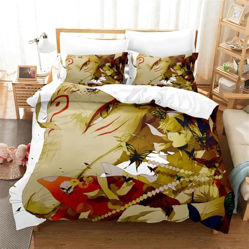 Anime Natsume Book of Friends Nyanko Bedding Set,Girls Boys Adult Single Twin Queen Size,Duvet Cover Pillowcase Bedding