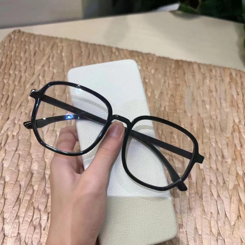 Large Frame Polygonal Blue Light Blocking Glasses with Clear Lenses for Trendy Students