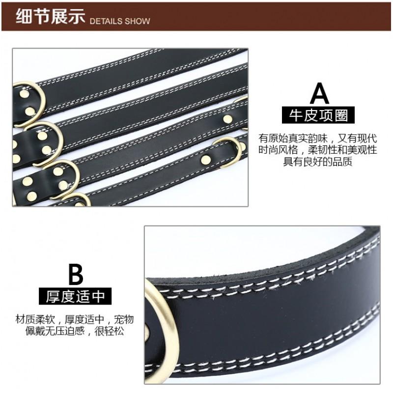 Genuine Leather Dog Collar Small Medium Large Dogs - Adjustable Durable Pet