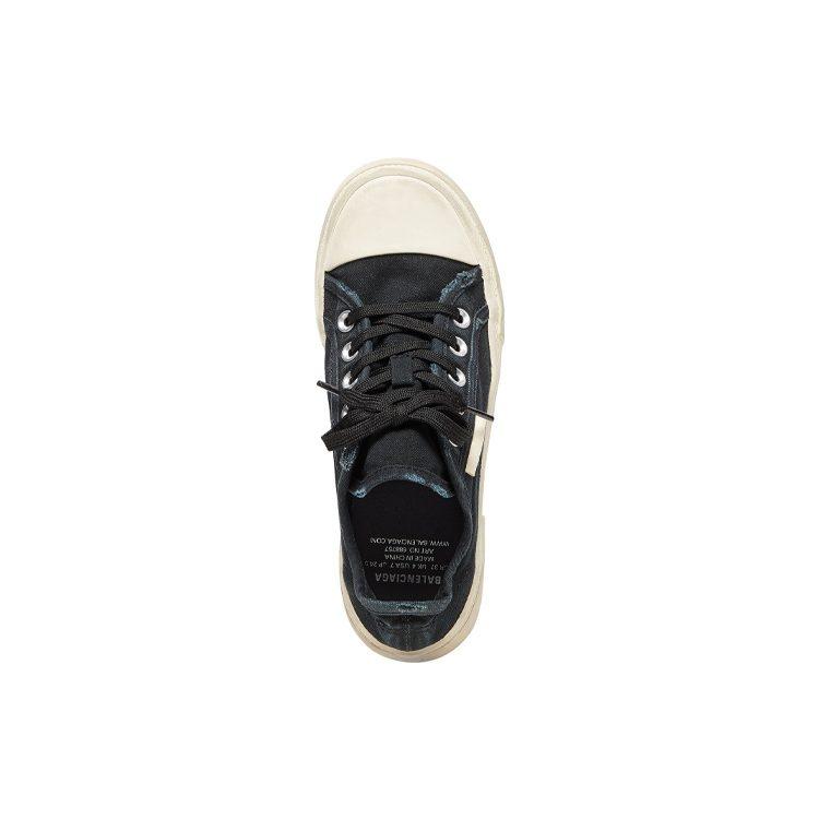 Balenciaga Paris Low Top Sneakers 'Black Destroyed Cotton And White Rubber' 688754W3RC21090