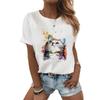 Fashion Woman T-shirt Women's 3d Cats Print Black Kawaii T Shirt Female Clothing Oversized Summer Top