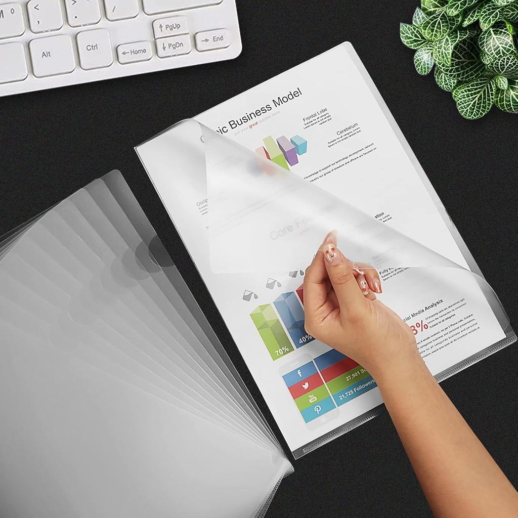24 Pack Clear Plastic Document Folders Project Pockets for Letter Size A4 Papers, Transparent Sleeves