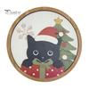 Modern Home Art Christmas Black Cat Wall Decor, Layered Wooden Hanging Sign, Round 2D Entryway Decor Flat Decoration for Living Room Bedroom And Hall