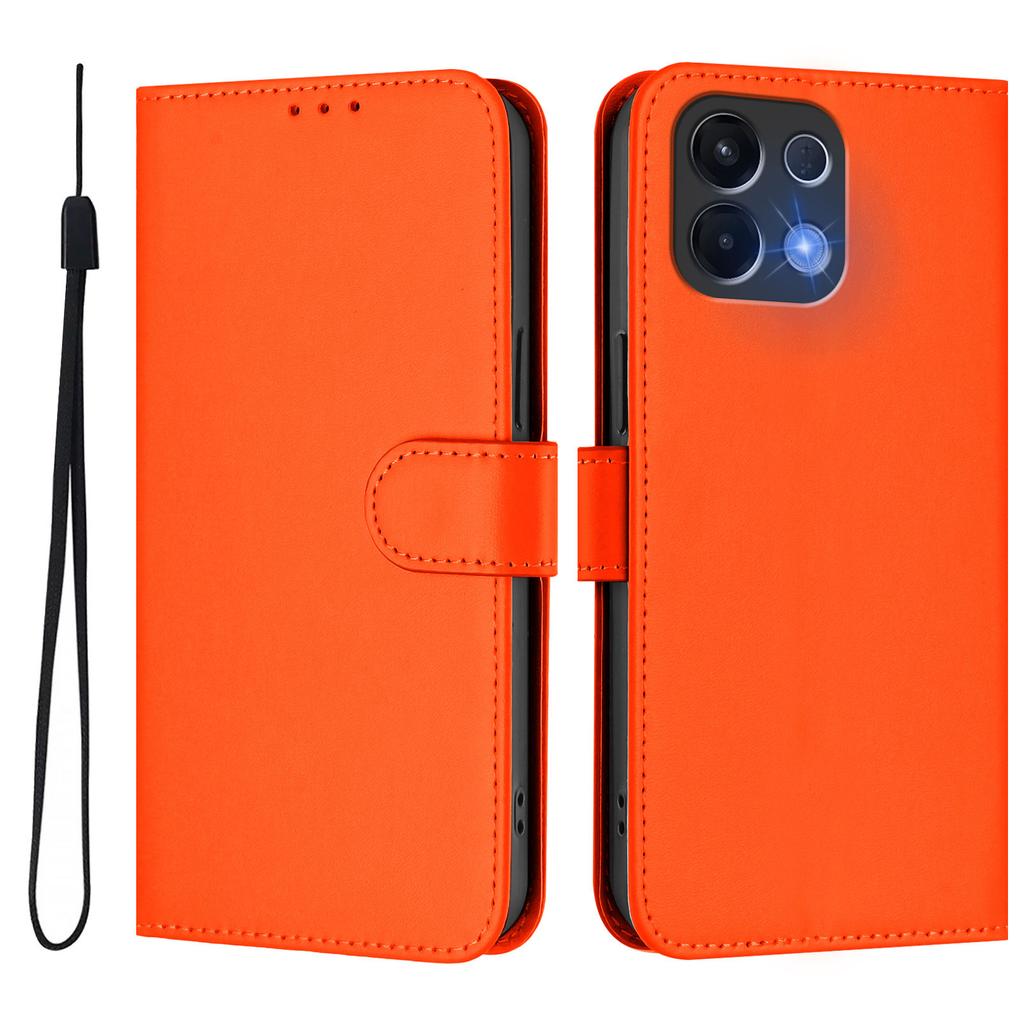 For Oppo K13 5G Case Solid Color Wallet Leather Phone Cover with Strap