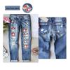 Women's Ripped Straight Leg Jeans with Santa Claus Patches - 2025 New Style