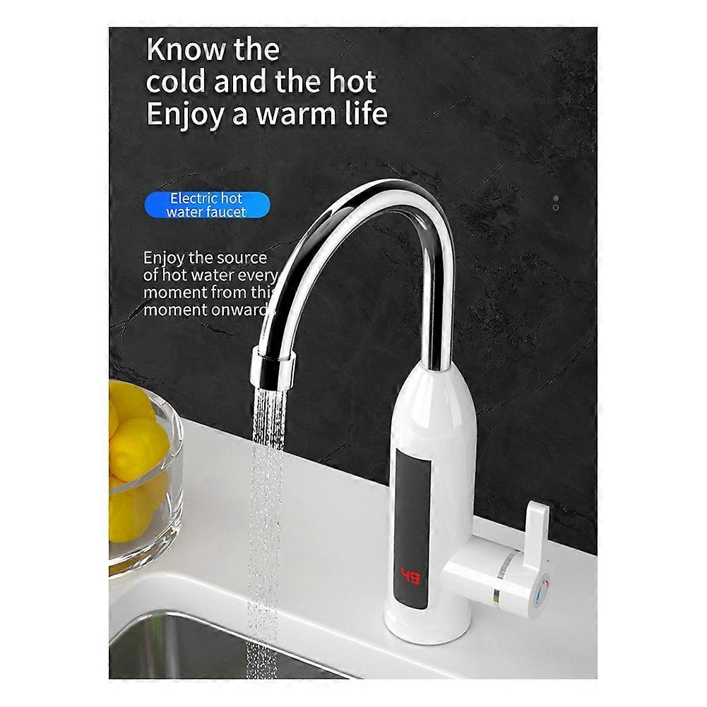 Electric Kitchen Water Heater Tap Instant   Stainless Steel Water Faucet Heater Cold Heating Faucet EU Plug,B