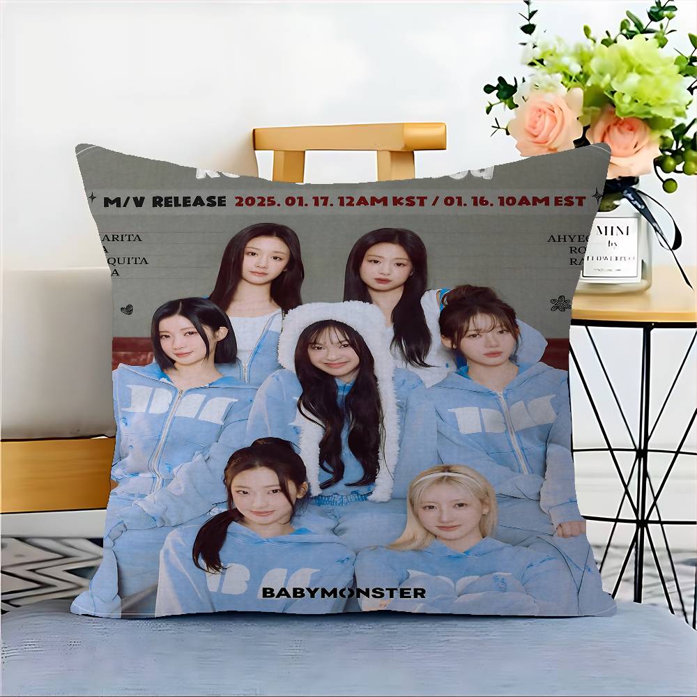

Подушка K-pop B-Babymonster Подарок Декор для дома и офиса Спальня Диван Автомобиль Наволочка Чехол 45x45 12x12Inch