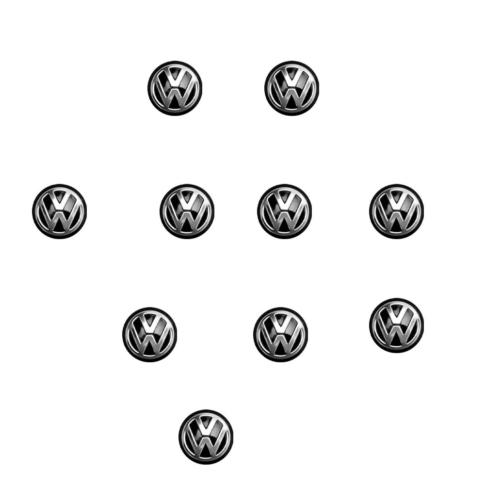 For VW Jetta Golf Beetle EOS R32 MK4 golf 6 motion M177 Accessories 10Pcs 3D Car Badge Emblem Sticker Car Control Key Logo Valve Cap