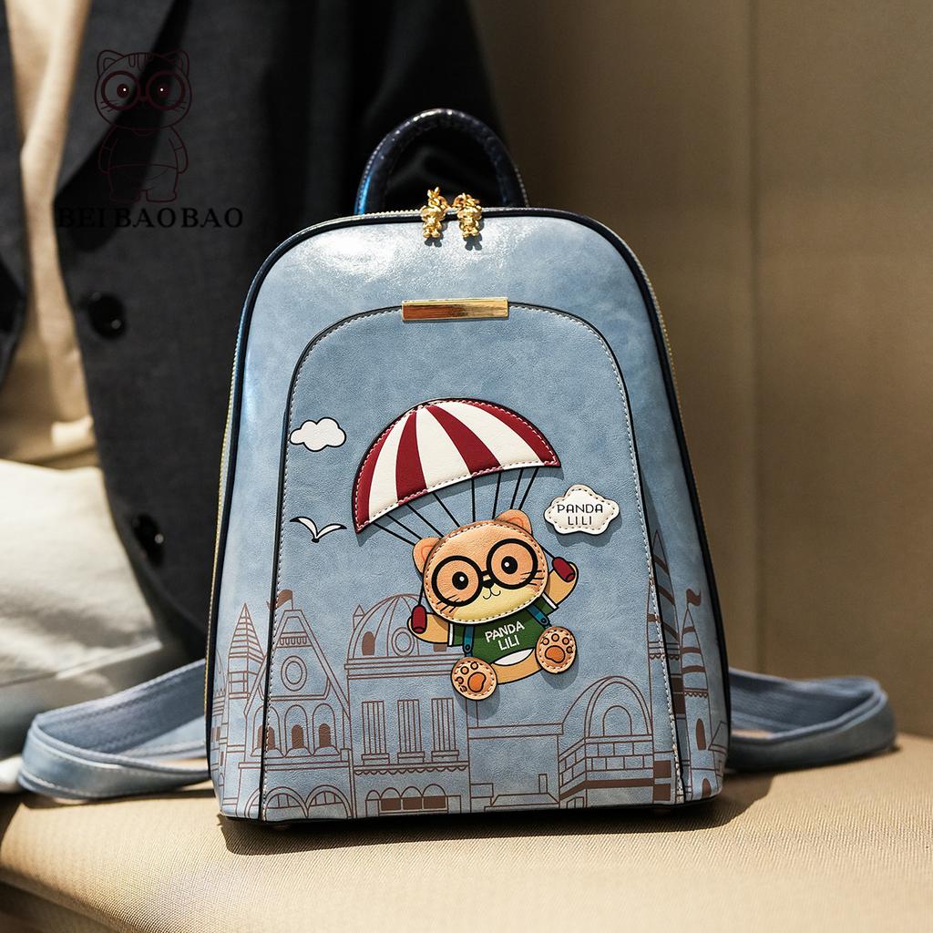 Modische Damen-Handtasche Cartoon Niedlich Reise-Tasche Damen-Rucksack Rucksack mit großem Fassungsvermögen