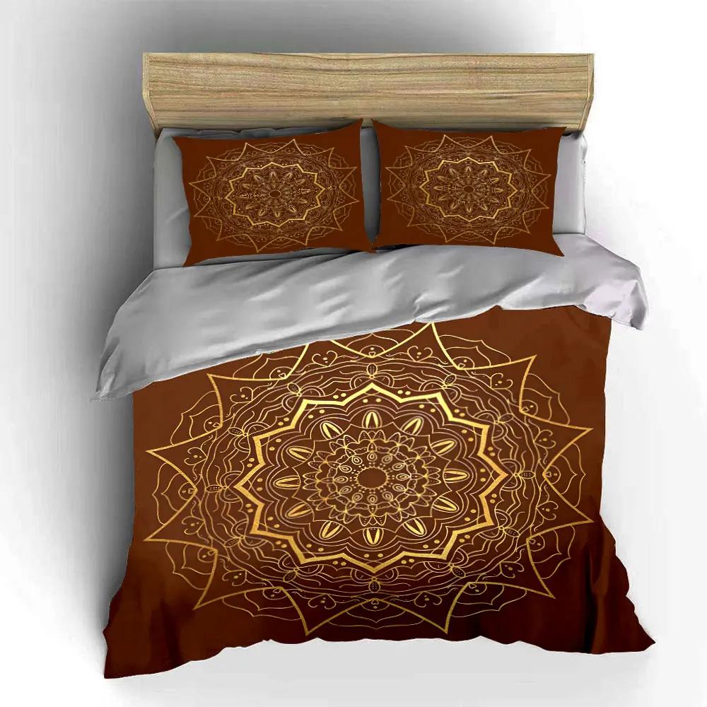 Golden Mandala Design Set - Decor Soft Comfortable Duvet Cover Bedding Set Included 1*Duvet Cover & 2*Pillowcases gift