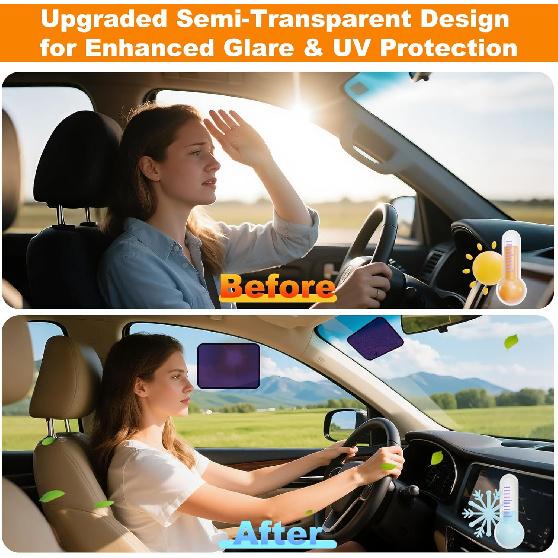 Square Static Cling Car Window Shades For Windshield & Side Windows – Universal Fit (9.84" X 7.09") Driver Side Window Sunshade, Glare-Reducing