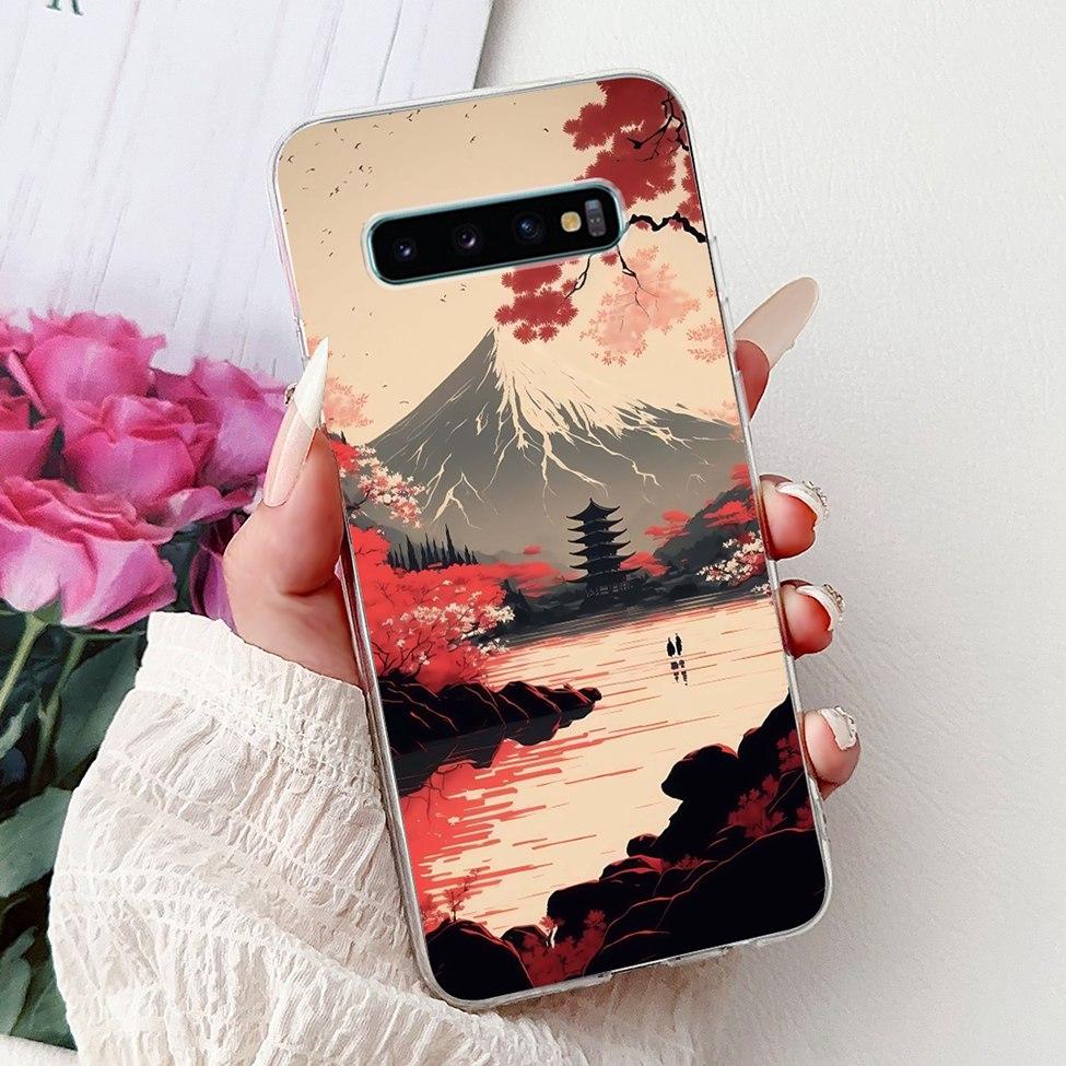 For Samsung S10 Plus Case SM-G975F Cute Kawaii Fashion Flowers Luxury Cool Painted Soft Cover For Samsung Galaxy S10+ Phone Case