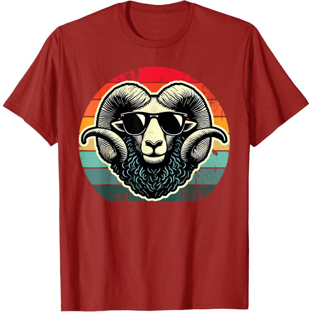 Retro Ram Head Graphic Tee Men Women Unisex Vintage Cool Animal T-Shirt