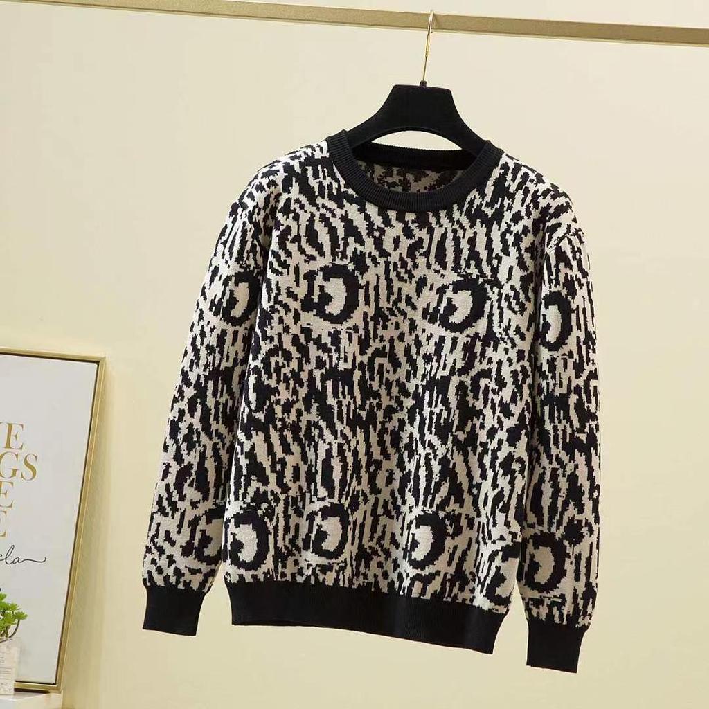 Round Neck Bottoming Simplicity Pullovers Loose Leopard T-Shirts Patchwork Office Lady Fashion Women's Clothing Spring Autumn