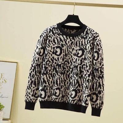 Round Neck Bottoming Simplicity Pullovers Loose Leopard T-Shirts Patchwork Office Lady Fashion Women's Clothing Spring Autumn