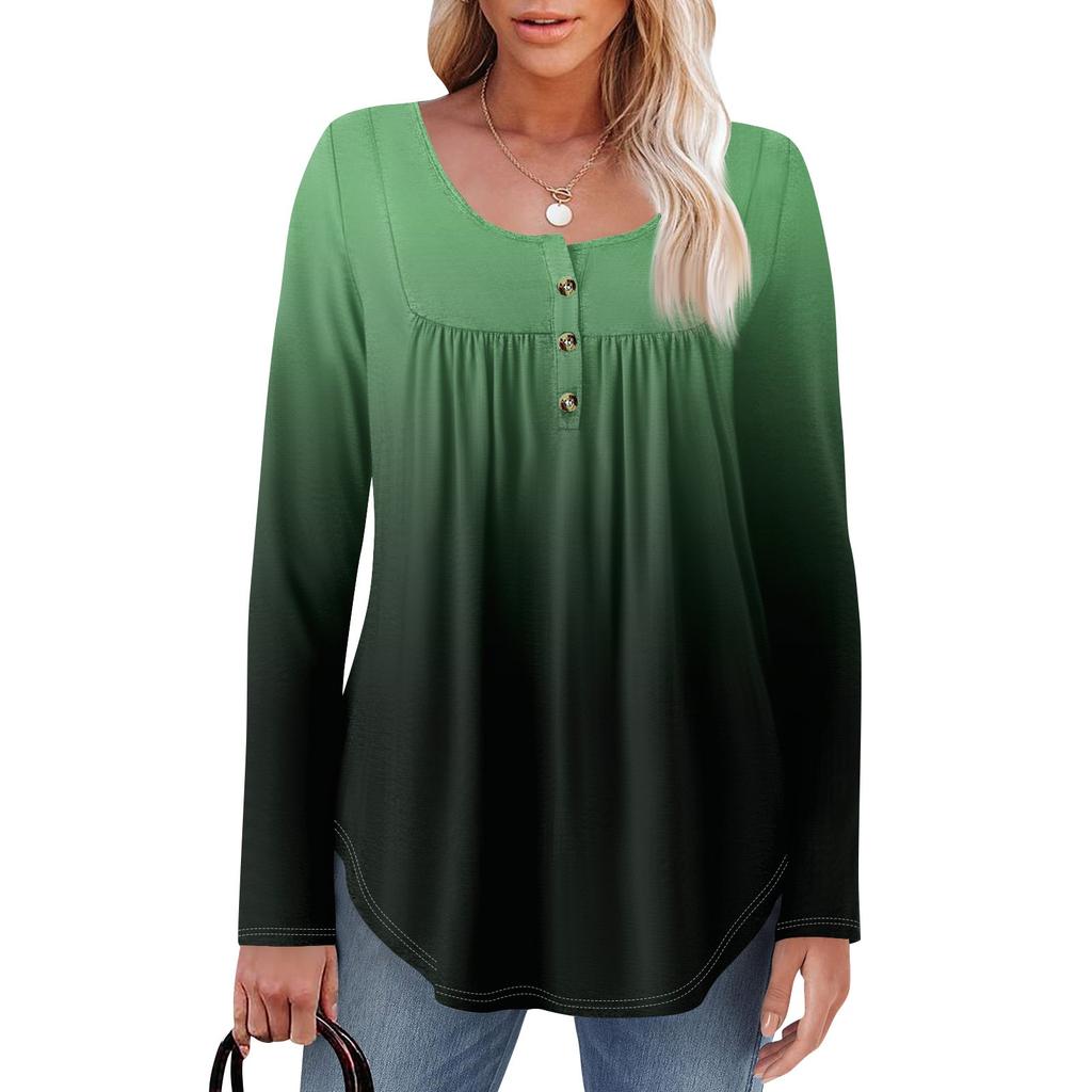 Γυναικεία Μπλούζα Τούνικ Μακρυμάνικη Φαρδιά Μπλούζα Καθημερινή Oversized Μπλούζα Πλισέ Τούνικ Κουμπωτή Καθημερινή Γυναικεία Μπλούζα με Μοτίβο