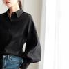 Autumn and Winter New Retro Hong Kong Style Niche Lantern Sleeves Versatile Loose College Style Shirts for Women