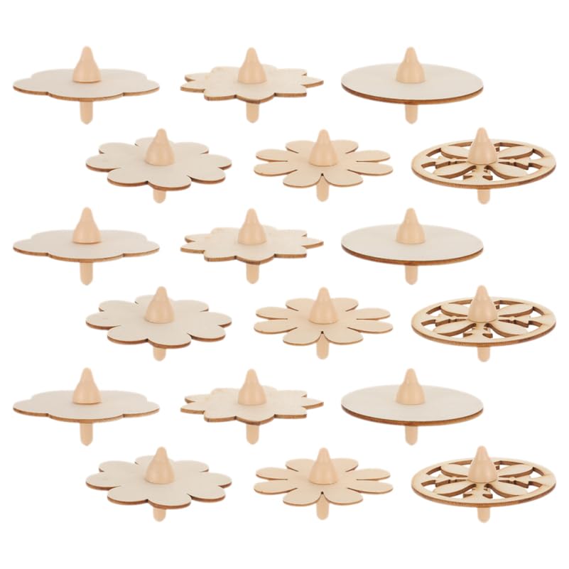 iplusmile Wooden Gyro Tops for Traditional and Unfinished Tops 18-Piece Top, Paintable, Educational, Cute, Hand-Cranked Kids, Play, Games,