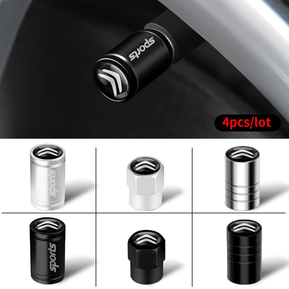 4PCS Metal Car Badges Wheel Tire Valve Caps Covers Auto Accessories For Citroen C1 C2 C3 C4 Xsara C-ELYSEE DS Picasso C5 C8 DS Valve Stems 1