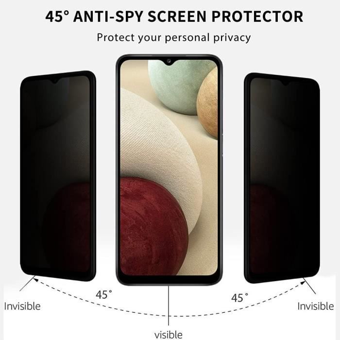 Film de protection en verre trempé anti espion pour Samsung Galaxy A12 - Noir