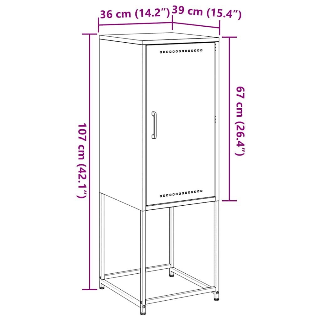 Highboard White 36x39x107 cm Steel