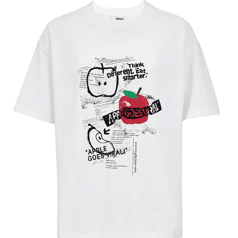 ONLY Women s 2026 Spring Apple Print Relaxed Fit Cotton T-Shirt L