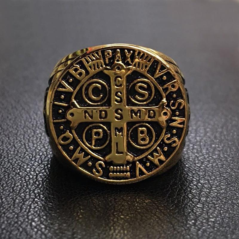 New Stainless Steel Ring CSPB Cross Gold Men's Stainless Steel Ring